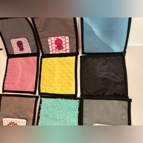 Sensory Mini Mats 6 7/8” x 6 7/8”, Set of 12, Built in Hooks for Hanging - Picture 8 of 13